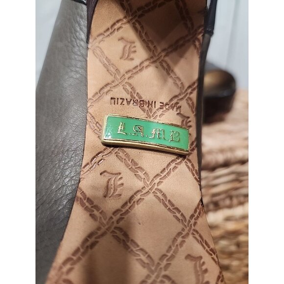 L.A.M.B. Retro Style Peep Toe/Open Toe High Heels with Lace Up - Picture 9 of 9